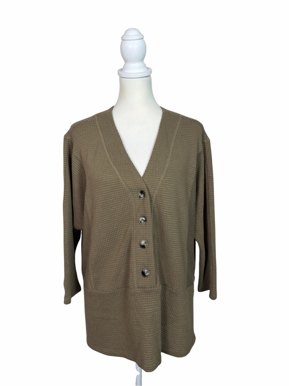 Sunday in Brooklyn Women’s Medium Taupe Textured Long Cardigan Button Front
